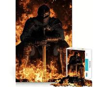 Puzzle fantasy da 1000 pezzi "Il Cavaliere di Fuoco" per adolescenti, gioco cognitivo, svago rilassante, assemblaggio di motivi, opera d'arte 38x26cm