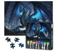 Puzzle fantasy, drago in una foresta buia con luci, puzzle per adulti, 1000 pezzi, puzzle impossibili per adulti, 50 x 70 cm