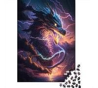 Puzzle fantasy drago volante, sfida difficile, puzzle in cartone riciclato al 100% per bambini e adulti, regali di Halloween, 300 pezzi (40x28 cm)