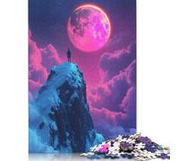 Puzzle fantasy "Figura solitaria sulla cima della montagna" da 1000 pezzi, puzzle colorati, regali per uomini e bambini dai 12 anni in su, 1000 pezzi (75x50 cm)