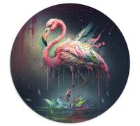 Puzzle Fantasy Flamingo da 1000 pezzi, puzzle rotondo da 1000 pezzi, ideale per gli innamorati, perfetto regalo di Natale, Capodanno e San Valentino, 67,5x67,5 cm.