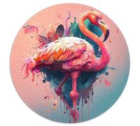 Puzzle Fantasy Flamingo per adulti, 1000 pezzi, puzzle rotondo, rompicapo, gioco interattivo per famiglie, adatto dai 14 anni in su, 67,5x67,5 cm.