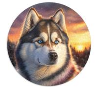 Puzzle Fantasy Husky da 1000 pezzi per adulti, puzzle rotondo da 1000 pezzi, regalo per adolescenti e famiglie, decorazione fai da te perfetta e sfida rompicapo 67,5x67,5 cm