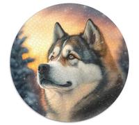 Puzzle Fantasy Husky da 1000 pezzi per adulti, puzzle rotondo da 1000 pezzi, rompicapo ad alta difficoltà per adolescenti, 67,5x67,5 cm
