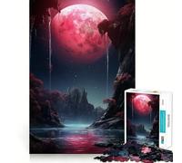 Puzzle fantasy "Paesaggio Luna Rossa" da 1000 pezzi per adolescenti, gioco di logica, ideale per momenti di relax, con taglio preciso e pezzi da collezione (38x26cm)