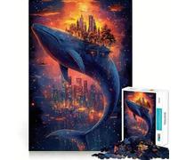 Puzzle fantasy "Paesaggio urbano con balene" da 1000 pezzi per adolescenti,stimolante per la mente,divertimento senza spazi vuoti,incastro perfetto,piacevole svago per interni (38x26cm)