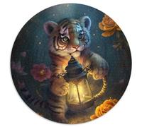 Puzzle Fantasy Tiger da 1000 pezzi, puzzle rotondo da 1000 pezzi, perfetto per il divertimento in famiglia a Natale, Ringraziamento, compleanni e Pasqua, 67,5x67,5 cm.