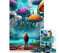 Puzzle fantasy "Torri di funghi" per adulti, 1000 pezzi, gioco per la concentrazione e il relax, bordi netti, Babbo Natale, scegli il tuo desiderio (50x75cm)