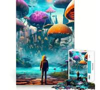 Puzzle fantasy "Torri di funghi" per ragazzi, 1000 pezzi, gioco di logica, divertente e rilassante, opera d'arte dai contorni netti, oggetto da collezione (38x26cm)