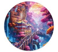 Puzzle Fantasy Village Cliff da 1000 pezzi, puzzle rotondo da 1000 pezzi per adulti, ideale per divertimento in famiglia, relax e regali per le feste (dimensioni 67,5x67,5 cm)