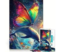 Puzzle "Farfalla Arcobaleno e Delfino" per adulti, 1000 pezzi, per migliorare la memoria, alleviare lo stress, assemblare, regalo memorabile (50x75cm)
