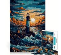 Puzzle "Faro nella notte stellata" da 1000 pezzi per adolescenti, giocattolo antistress, taglio di alta qualità, regalo elegante 38x26cm