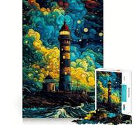 Puzzle "Faro nella notte stellata" da 1000 pezzi per adolescenti, giocattolo antistress, taglio di alta qualità, regalo elegante 38x52cm