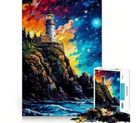 Puzzle "Faro nella Notte Stellata" da 1000 pezzi per adolescenti, gioco per allenare la mente, rilassante e divertente, da assemblare, regalo perfetto 50x75cm