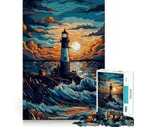 Puzzle "Faro nella notte stellata" da 1000 pezzi per ragazzi, gioco per sviluppare le capacità cognitive, design rilassante, assemblaggio, regalo premuroso 50x75cm