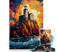 Puzzle "Faro nella Notte Stellata" per ragazzi, 1000 pezzi, gioco di abilità mentale, design semplice e divertente, assemblaggio, regalo memorabile 38x26cm