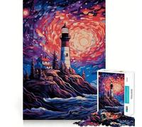 Puzzle "Faro nella notte stellata" per ragazzi, 1000 pezzi, gioco di abilità mentale, design semplice e divertente, assemblaggio, regalo memorabile 38x52cm