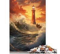 Puzzle Faro tra le onde per adulti 1000 pezzi Interessante puzzle antistress per bambini Regalo di Natale 1000 pezzi (75x50 cm)
