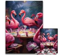 Puzzle "Fenicotteri che giocano a poker",1000 pezzi,puzzle impossibile per adulti,perfetto per adolescenti e collezionisti,ideale come decorazione per la casa e regalo da viaggio,26X38CM.