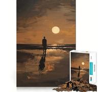 Puzzle "Figura solitaria al tramonto" da 1000 pezzi per ragazzi, gioco di logica, ideale per momenti di relax, con taglio preciso e pezzo da collezione (50x75cm)