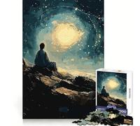 Puzzle "Figura solitaria sotto un cielo stellato" da 1000 pezzi per ragazzi, ideale per sviluppare la memoria, facile da realizzare, con bordi puliti, perfetto per Natale (50x75cm)