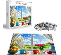 Puzzle Finestra Puzzle 1000 Pezzi Jigsaw Adulti DIY Classici Gioco, Puzzles a Forma di Paesaggio, Giochi Rilassamento e Intelligence per Ragazzi da 14 Anni 75x50 cm/1000 pcs con Scatola Regalo B-4277