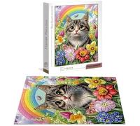 Puzzle Fiore Puzzle 1000 Pezzi Jigsaw Adulti DIY Classici Gioco, Puzzles a Forma di Gatto, Giochi Rilassamento e Intelligence per Ragazzi da 14 Anni 75 x 50 cm/1000 pcs con Scatola Regalo B-8597