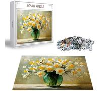 Puzzle Fiore Puzzle 1000 Pezzi Jigsaw Adulti DIY Classici Gioco, Puzzles a Forma di Vaso, Giochi Rilassamento e Intelligence per Ragazzi da 14 Anni 75x50 cm/1000 pcs con Scatola Regalo in Legno B-2468