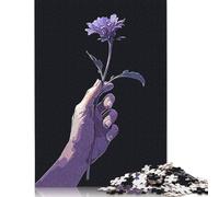 Puzzle "Fiore viola in un buio" - Giocattoli di decompressione - Puzzle in cartone riciclato al 100% per adulti, adolescenti, regali per la festa del papà, 1000 pezzi (75x50 cm)