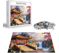 Puzzle Fiori di ciliegio Puzzle 1500 Pezzi Jigsaw Adulti Classici Gioco, Puzzles a Forma di Castello, Giochi Rilassamento e Intelligence per Ragazzi 87x57cm/1500 pcs con Scatola Regalo in Legno H-5692
