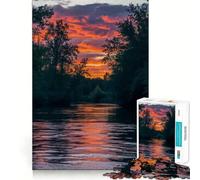 Puzzle "Fiume al tramonto" da 1000 pezzi per adolescenti, gioco di logica puro, rilassante, con dettagli precisi e opere d'arte (38x52cm)