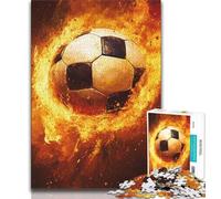 Puzzle Flame Football da 1000 pezzi per adolescenti, antistress per ammazzare il tempo durante le vacanze, con poster abbinato e foglio di quiz (75x50cm)