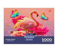 Puzzle Flamingo Fenicotteri colorati con farfalla 1000 pezzi per adulti The Impossible Challenge Sviluppo del cervello 70x50 cm/1000 pezzi