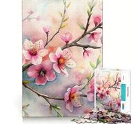 Puzzle floreale ad acquerello con fiori di ciliegio per adulti,1000 pezzi,gioco di memoria,montaggio sicuro e stabile,gioco significativo per costruire connessioni (38x52cm)