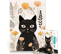 Puzzle floreale con gatto stravagante per adulti,1000 pezzi,gioco di memoria,montaggio sicuro e stabile,gioco significativo per costruire connessioni (38x52cm)