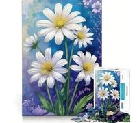 Puzzle floreale con margherite bianche,1000 pezzi,gioco cognitivo divertente,taglio di alta precisione, alleviare lo stress (38x26cm)
