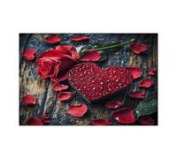 Puzzle floreale con rose di San Valentino per adulti, 1000 pezzi, puzzle in legno 3D a forma di cuore romantico, decorazione stampata per intrattenimento creativo