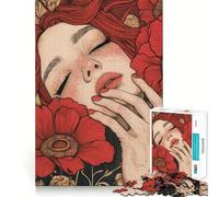 Puzzle floreale rosso da 1000 pezzi per adolescenti, stimola la memoria, facile da realizzare, con bordi puliti, sorpresa natalizia (38x52cm)