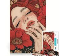 Puzzle floreale rosso da 1000 pezzi per ragazzi, gioco di logica fine, facile da usare, bordi puliti, regalo per le feste (50x75cm)