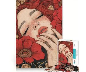 Puzzle floreale rosso da 1000 pezzi per ragazzi, gioco di logica fine, facile da usare, bordi puliti, regalo per le feste (50x75cm)