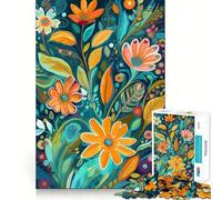 Puzzle floreale stravagante per adulti,1000 pezzi,gioco di concentrazione,tagli di precisione,bordi lisci,divertente sfida per i tempi di attesa (50x75cm)