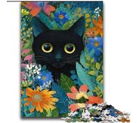 Puzzle floreali con gatti neri per adolescenti, 2000 pezzi, giocattoli, giochi educativi, antistress, lista dei desideri con Babbo Natale (70x100cm)