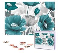 Puzzle floreali grigio e bianco verde acqua da foto 1000 pezzi Puzzle in legno personalizzato impegnativo puzzle per adulti Immagine personalizzata Puzzle Regali per famiglia, matrimonio amico