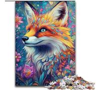 Puzzle Flower Fox da 1000 pezzi per adolescenti, regalo per sfida di gioco educativo, regalo di compleanno, regali, arte murale (50x75cm)