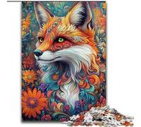 Puzzle Flower Fox da 1000 pezzi per adulti, dai 14 anni in su, rompicapo per famiglie, regali di compleanno per Natale (50x75cm)