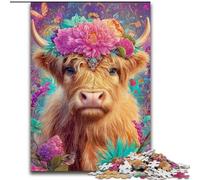 Puzzle Flower Yak per adulti, 1000 pezzi, adatto dai 14 anni in su, decorazione da parete, regalo di compleanno per Natale (50x75cm)