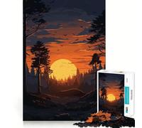 Puzzle "Foresta al tramonto" da 1000 pezzi per adulti, ideale come regalo, gioco di logica, svago rilassante, bordi netti, regalo delizioso 38x26cm