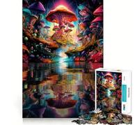 Puzzle "Foresta di funghi con riflessi" per adolescenti, 1000 pezzi, gioco di logica, divertente e rilassante, opera d'arte da collezione (50x75cm)