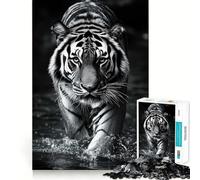 Puzzle fotografico in bianco e nero con tigre nell'acqua, 1000 pezzi, per ragazzi, gioco di memoria, per interni, con taglio fine, Babbo Natale, scegli il tuo desiderio 38x26cm
