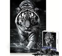 Puzzle fotografico in bianco e nero con tigre nell'acqua, 1000 pezzi, per ragazzi, gioco di memoria, per interni, con taglio fine, Babbo Natale, scegli il tuo desiderio 38x26cm